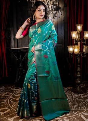 multicolor woven silk blend blend zari woven all seasons sarees 3