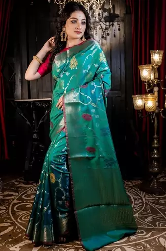 multicolor woven silk blend blend zari woven all seasons sarees