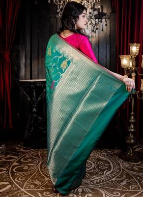 multicolor woven silk blend blend zari woven all seasons sarees 4