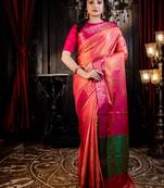 yellow woven silk blend blend saree