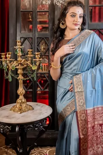 blue woven silk blend blend banarasi silk blend all seasons sarees