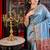 blue woven silk blend blend saree