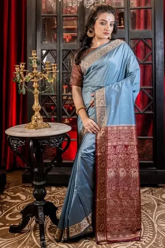 blue woven silk blend blend banarasi silk blend all seasons sarees
