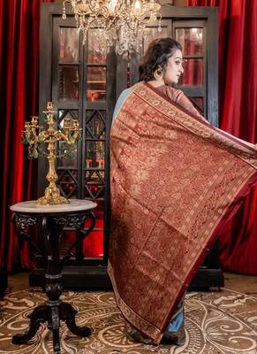 blue woven silk blend blend banarasi silk blend all seasons sarees 4
