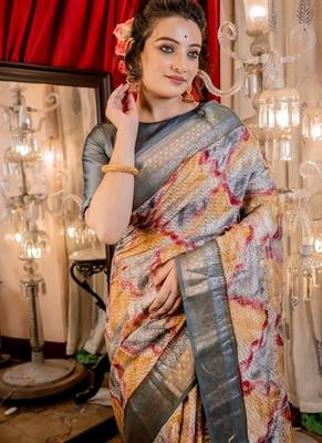 multicolor woven chanderi banarasi silk blend all seasons sarees 2