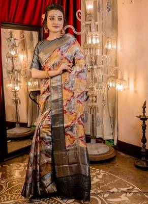 multicolor woven chanderi banarasi silk blend all seasons sarees 3