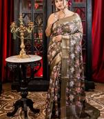 green woven chanderi saree