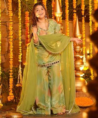 Pastel Embroidered Kurta Palazzo with dupatta 1