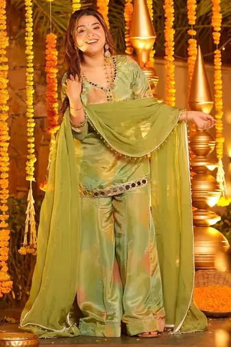 Pastel Embroidered Kurta Palazzo with dupatta