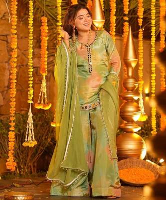 Pastel Embroidered Kurta Palazzo with dupatta 2