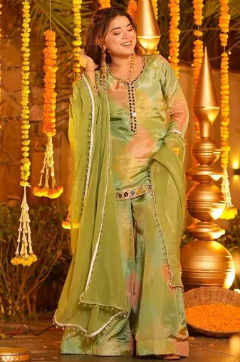 Pastel Embroidered Kurta Palazzo with dupatta