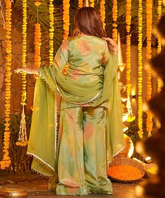 Pastel Embroidered Kurta Palazzo with dupatta 3