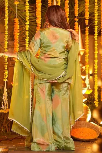 Pastel Embroidered Kurta Palazzo with dupatta