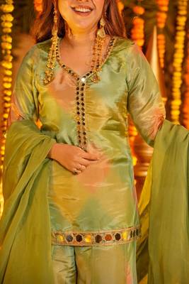 Pastel Embroidered Kurta Palazzo with dupatta 5