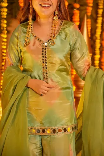 Pastel Embroidered Kurta Palazzo with dupatta