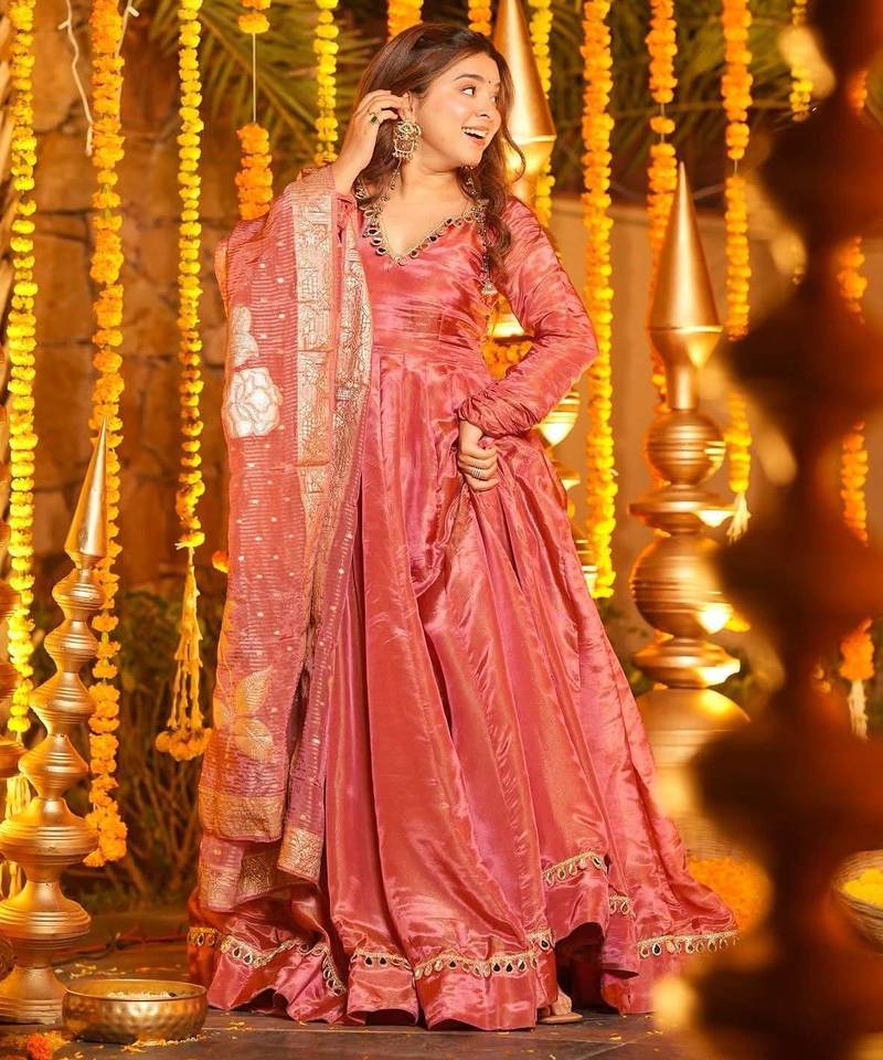 Pink Embroidered Maxi Set