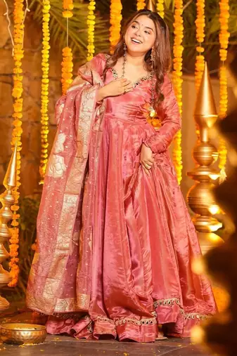 Pink Embroidered Maxi Set