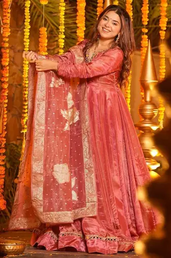 Pink Embroidered Maxi Set