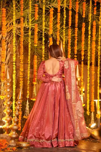 Pink Embroidered Maxi Set