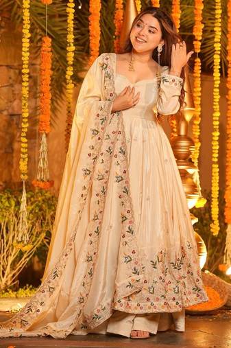Floral Printed Organza Anarkali Suit Set