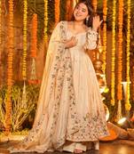 Floral Printed Organza Anarkali Suit Set