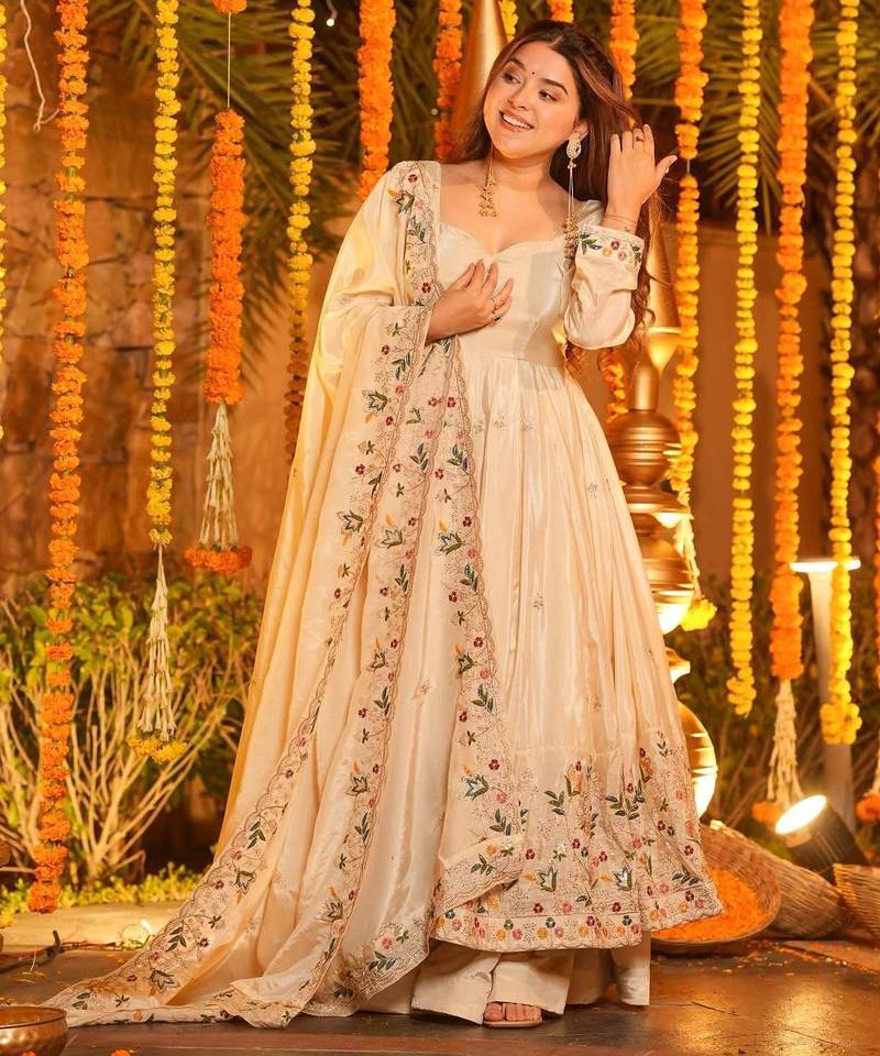 Floral Printed Organza Anarkali Suit Set