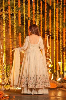Floral Printed Organza Anarkali Suit Set 3