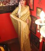 green hand woven silk blend saree