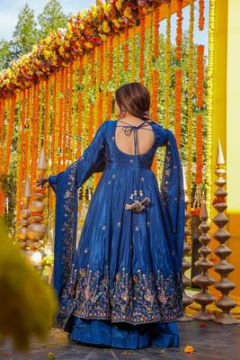 Blue Embroidered Anarkali Set 2