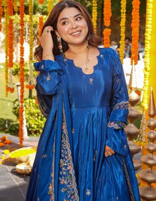 Blue Embroidered Anarkali Set 5