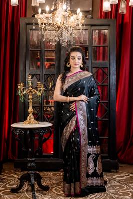 black woven silk blend zari woven all seasons sarees 5