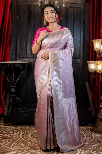 multicolor woven katan silk blend zari woven all seasons sarees