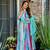 Sky blue Embroidered Rayon Anarkali Suit Set