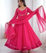 Dark rani pink  new kalicut anarkali suit set with real modeling 