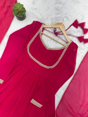 dark rani pink kali cut anarkali suit set 4