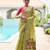 Parrot green premium soft chanderi cotton saree with resham flower weaving & contrast blouse