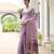 Light purple premium soft chanderi cotton saree with resham flower weaving & contrast blouse