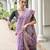 Light purple premium soft chanderi cotton saree with resham flower weaving & contrast blouse