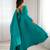teal chanderi silk anarkali gown dupatta