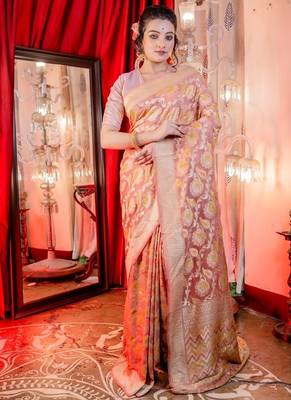 pink woven georgette zari woven all seasons sarees 4