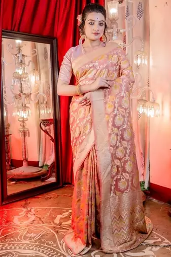 pink woven georgette zari woven all seasons sarees