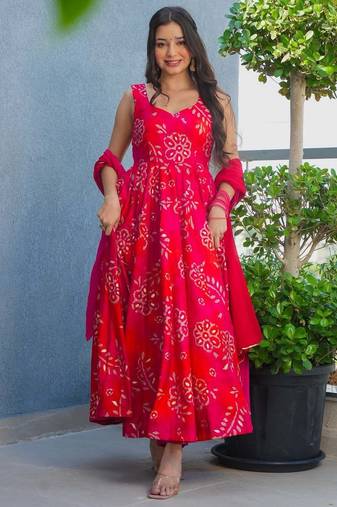 Rani Noor Muslin Embroidered Anarkali Suit Set