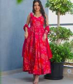 Rani Noor Muslin Embroidered Anarkali Suit Set