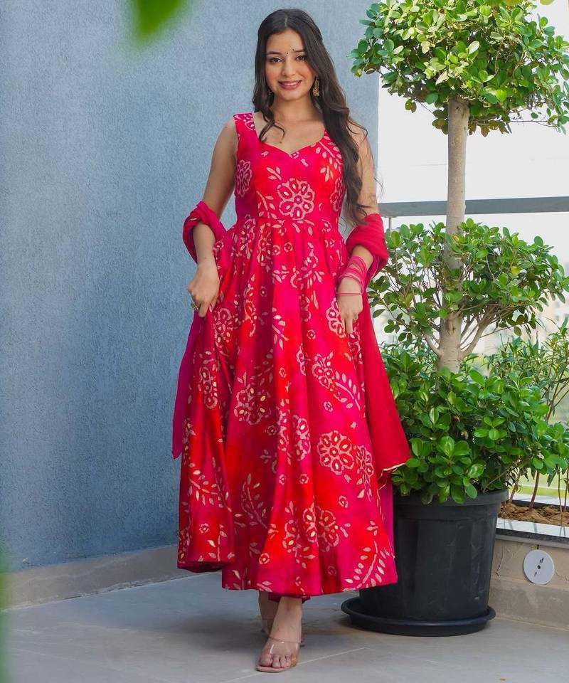 Rani Noor Muslin Embroidered Anarkali Suit Set