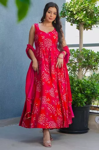 Rani Noor Muslin Embroidered Anarkali Suit Set