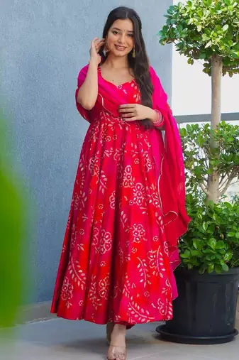 Rani Noor Muslin Embroidered Anarkali Suit Set