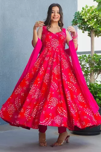 Rani Noor Muslin Embroidered Anarkali Suit Set