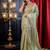 green woven silk blend cotton saree