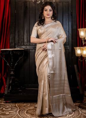 brown woven faux silk blend blend zari woven all seasons sarees 5