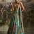 teal floral umbrella lehenga with corset blouse & dupatta